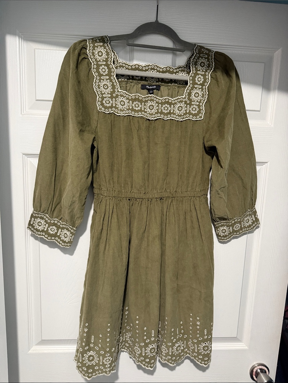 NWT Madewell Olive Green Embroidered Dress